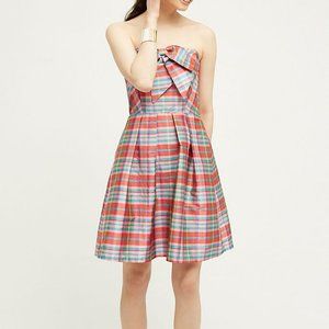 Eva Franco Bow Ribboned Plaid Dress NWT
